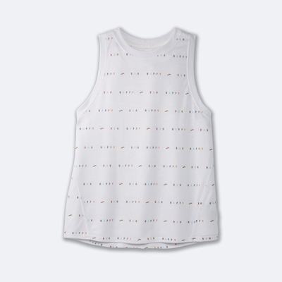 Women's Brooks Distance Graphic Tanks White | USA50274