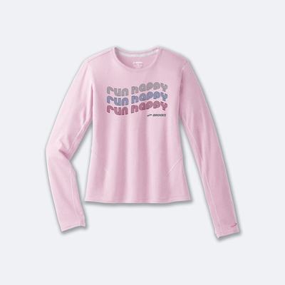 Women's Brooks Distance Long Sleeve 2.0 T-Shirts Pink | USA30529