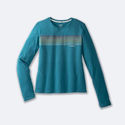 Women's Brooks Distance Long Sleeve 2.0 T-Shirts Stripes | USA89257