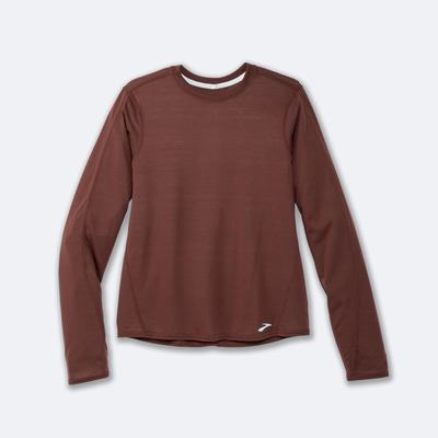 Women's Brooks Distance Long Sleeve T-Shirts Chocolate | USA49836