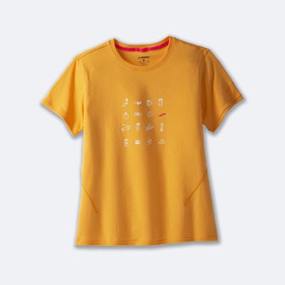 Women's Brooks Distance Short Sleeve 2.0 T-Shirts Orange | USA34729