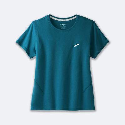 Women's Brooks Distance Short Sleeve 2.0 T-Shirts Blue | USA76213