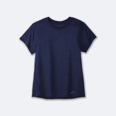 Women's Brooks Distance Short Sleeve T-Shirts Navy | USA01895