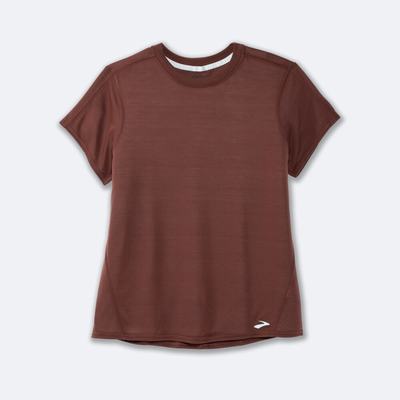 Women's Brooks Distance Short Sleeve T-Shirts Chocolate | USA17253