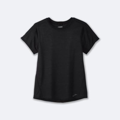 Women's Brooks Distance Short Sleeve T-Shirts Black | USA19837