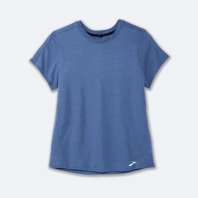 Women's Brooks Distance Short Sleeve T-Shirts Blue Grey | USA40271