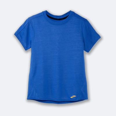 Women's Brooks Distance Short Sleeve T-Shirts Blue | USA47023