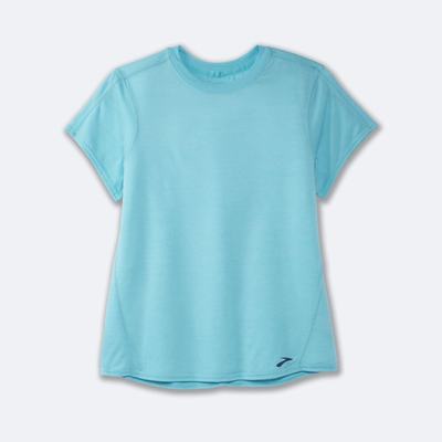 Women's Brooks Distance Short Sleeve T-Shirts Turquoise | USA83749