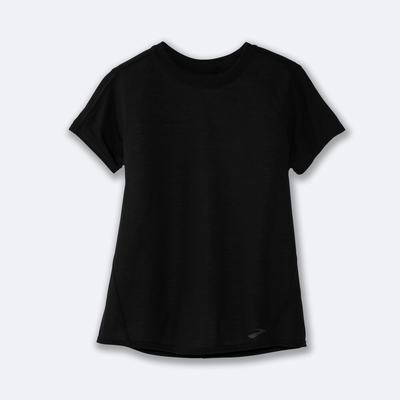 Women's Brooks Distance Short Sleeve T-Shirts Black | USA95634