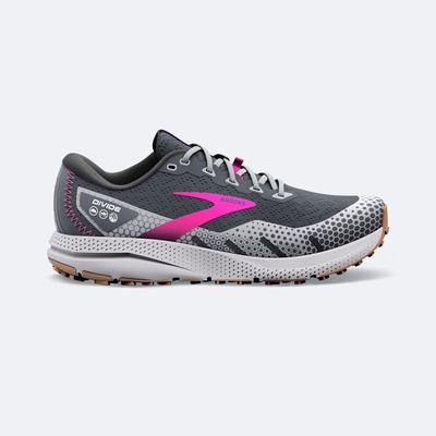 Women's Brooks Divide 3 Trail Running Shoes Grey/Pink | USA26079