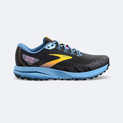 Women's Brooks Divide 3 Trail Running Shoes Black/Blue/Yellow | USA38569