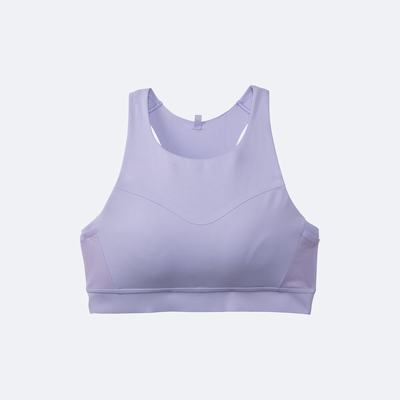 Women's Brooks Drive 3 Pocket Run Bra Sports Bras Purple Grey | USA04931