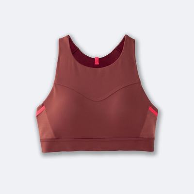 Women's Brooks Drive 3 Pocket Run Bra Sports Bras Terracotta/Pink | USA14073