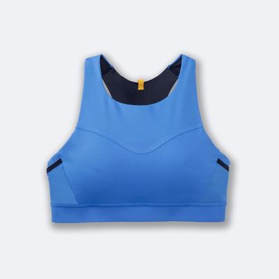 Women's Brooks Drive 3 Pocket Run Bra Sports Bras Blue | USA26149