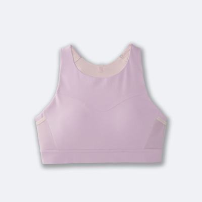 Women's Brooks Drive 3 Pocket Run Bra Sports Bras Purple/Rose | USA50123