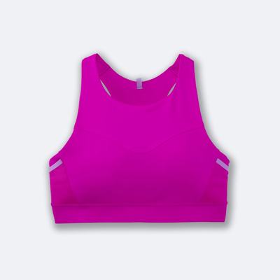 Women's Brooks Drive 3 Pocket Run Bra Sports Bras Pink | USA63519