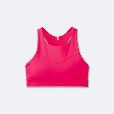 Women's Brooks Drive 3 Pocket Run Bra Sports Bras Pink | USA90231