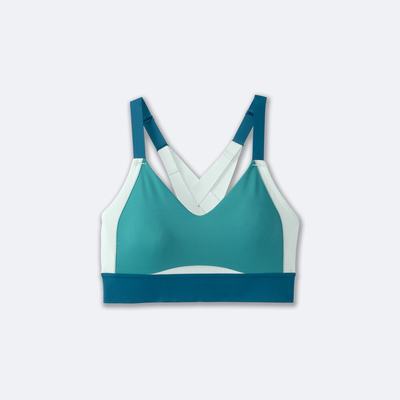 Women's Brooks Drive Interlace Run Bra Sports Bras Green/Light Mint | USA36250