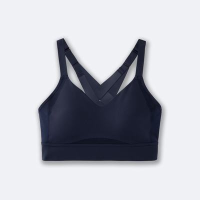 Women's Brooks Drive Interlace Run Bra Sports Bras Navy | USA73618