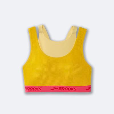 Women's Brooks Drive Mesh Run Bra Sports Bras Brown/Orange | USA25097