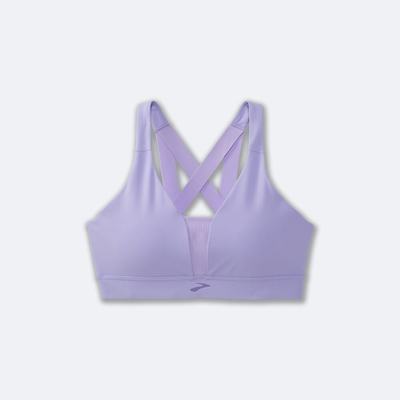 Women's Brooks Drive Plunge Run Bra Sports Bras Purple Grey | USA40815