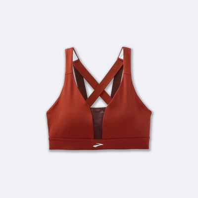 Women's Brooks Drive Plunge Run Bra Sports Bras Copper/Blue | USA78306