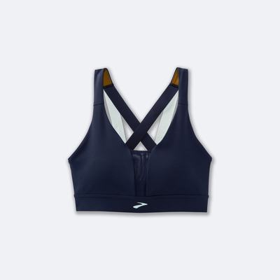 Women's Brooks Drive Plunge Run Bra Sports Bras Navy/Blue/Olive | USA81953