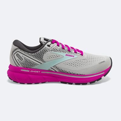 Women's Brooks Ghost 14 Road Running Shoes Grey/Green/Pink | USA53709