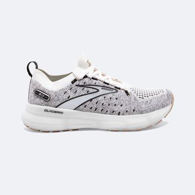 Women's Brooks Glycerin StealthFit 20 Road Running Shoes White/Black/Cream | USA47568