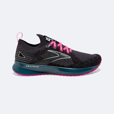 Women's Brooks Levitate StealthFit 5 Road Running Shoes Black/Blue/Pink | USA83104