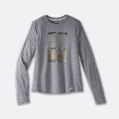 Women's Brooks MCM22 Distance Graphic Long Sleeve T-Shirts Grey | USA38024