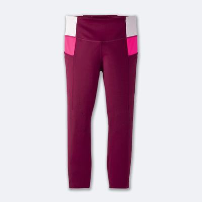 Women's Brooks Method 3/4 Tight Running Tights Burgundy/Pink | USA91346