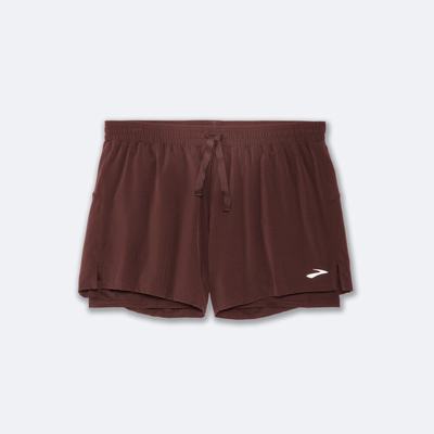 Women's Brooks Moment 5" 2-in-1 Running Shorts Chocolate | USA31560