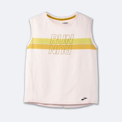 Women's Brooks Run Within Sleeveless T-Shirts Rose Stripes | USA43952