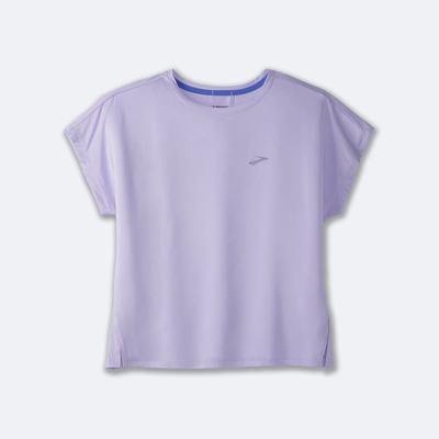 Women's Brooks Sprint Free Short Sleeve T-Shirts Purple Grey | USA56478