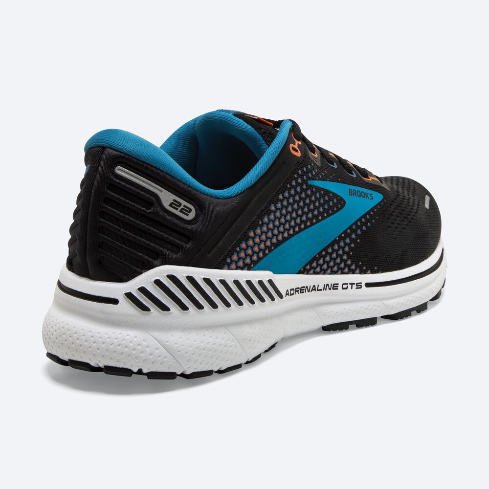 Men's Brooks Adrenaline GTS 22 Road Running Shoes Black/Blue/Orange | USA04763