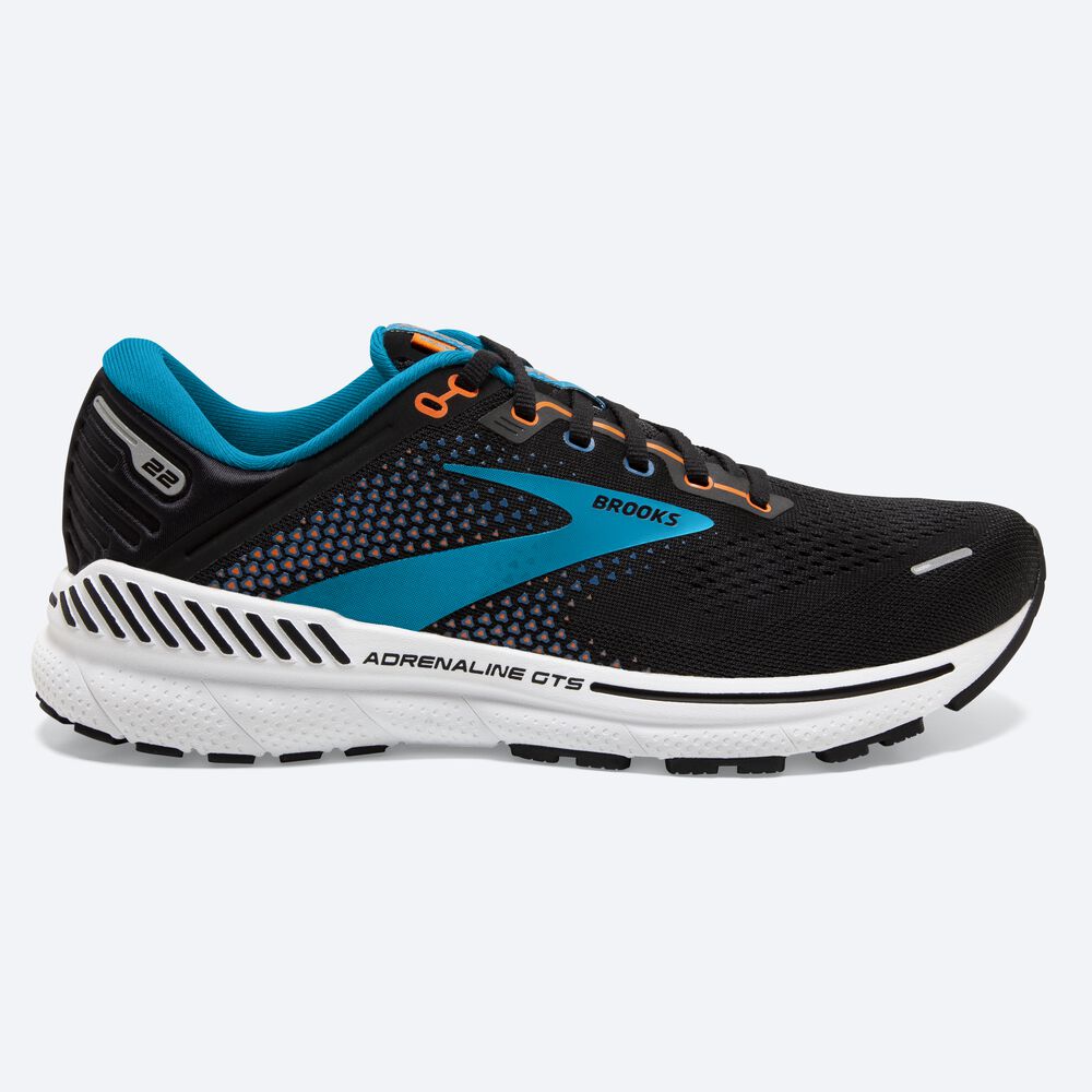 Men\'s Brooks Adrenaline GTS 22 Road Running Shoes Black/Blue/Orange | USA04763