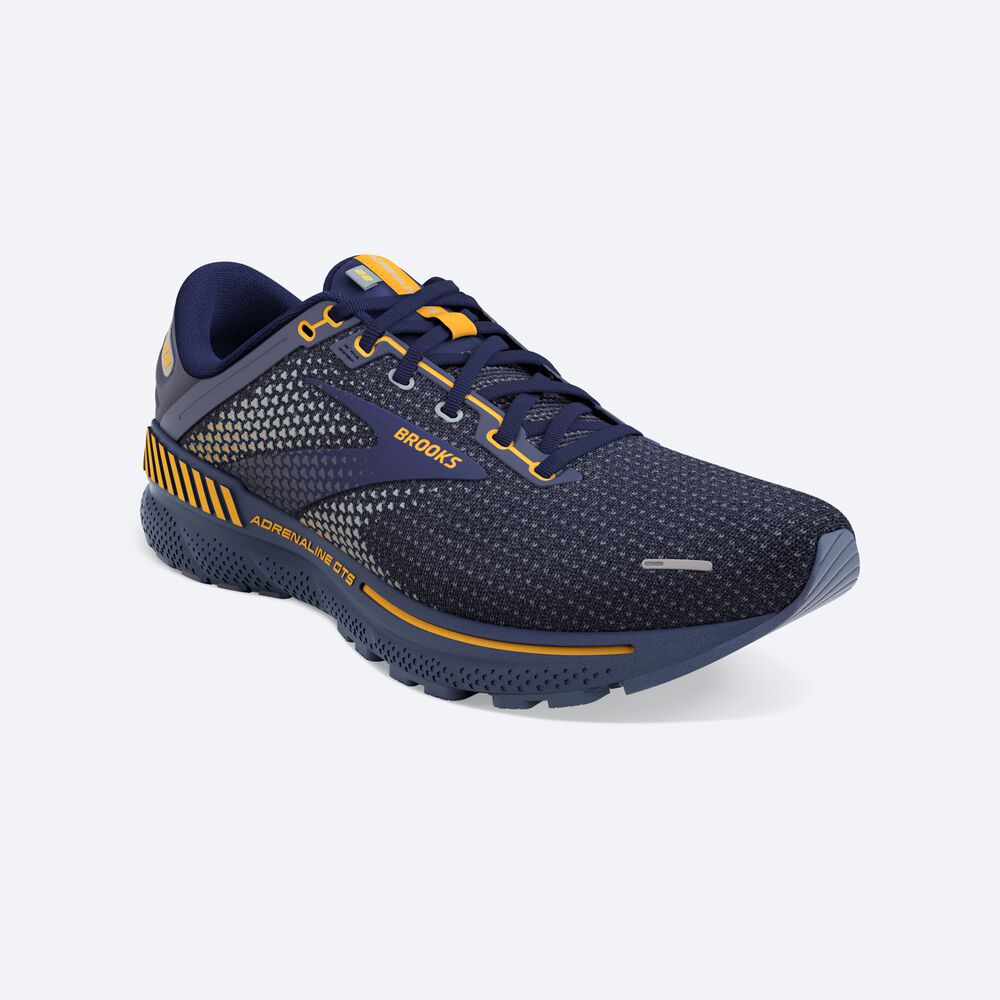 Men's Brooks Adrenaline GTS 22 Road Running Shoes Navy/Grey/Orange Flower | USA27310