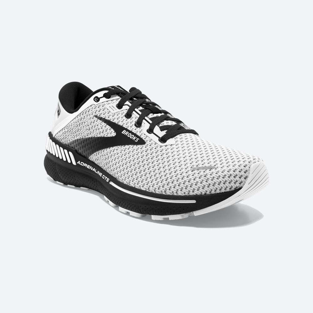 Men's Brooks Adrenaline GTS 22 Road Running Shoes White/Grey/Black | USA63480