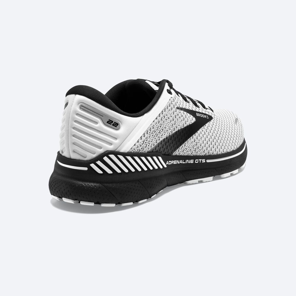 Men's Brooks Adrenaline GTS 22 Road Running Shoes White/Grey/Black | USA63480