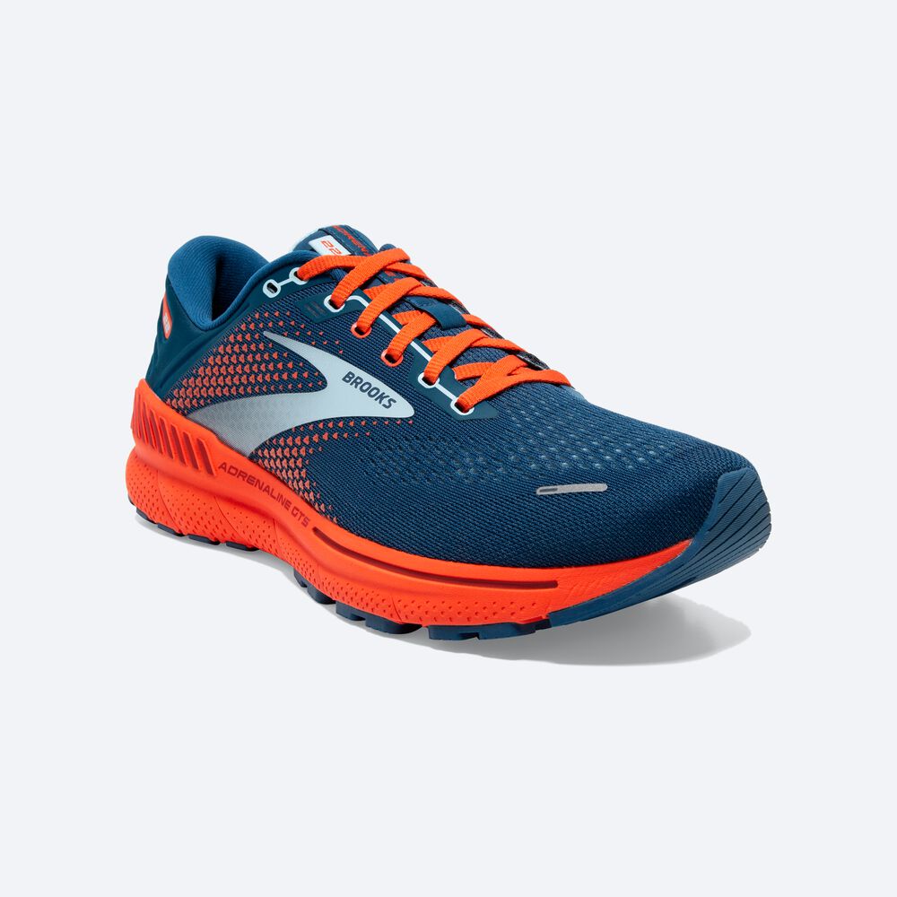 Men's Brooks Adrenaline GTS 22 Road Running Shoes Blue/Light Blue/Orange | USA80214