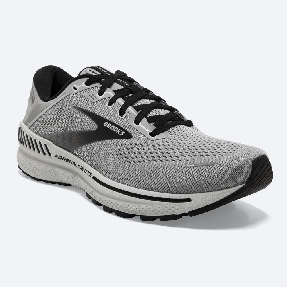 Men's Brooks Adrenaline GTS 22 Road Running Shoes Grey/Black | USA98367