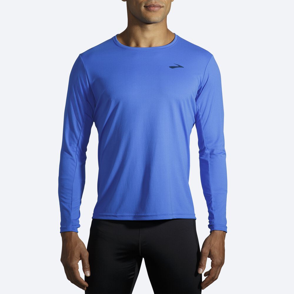 Men's Brooks Atmosphere Long Sleeve T-Shirts Blue | USA51386