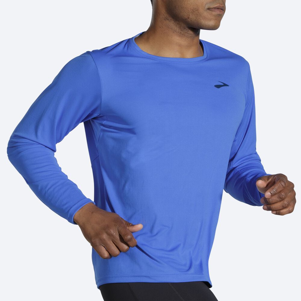 Men's Brooks Atmosphere Long Sleeve T-Shirts Blue | USA51386