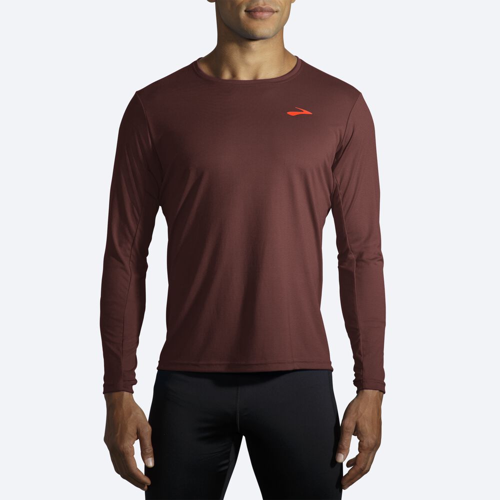 Men's Brooks Atmosphere Long Sleeve T-Shirts Chocolate | USA78356