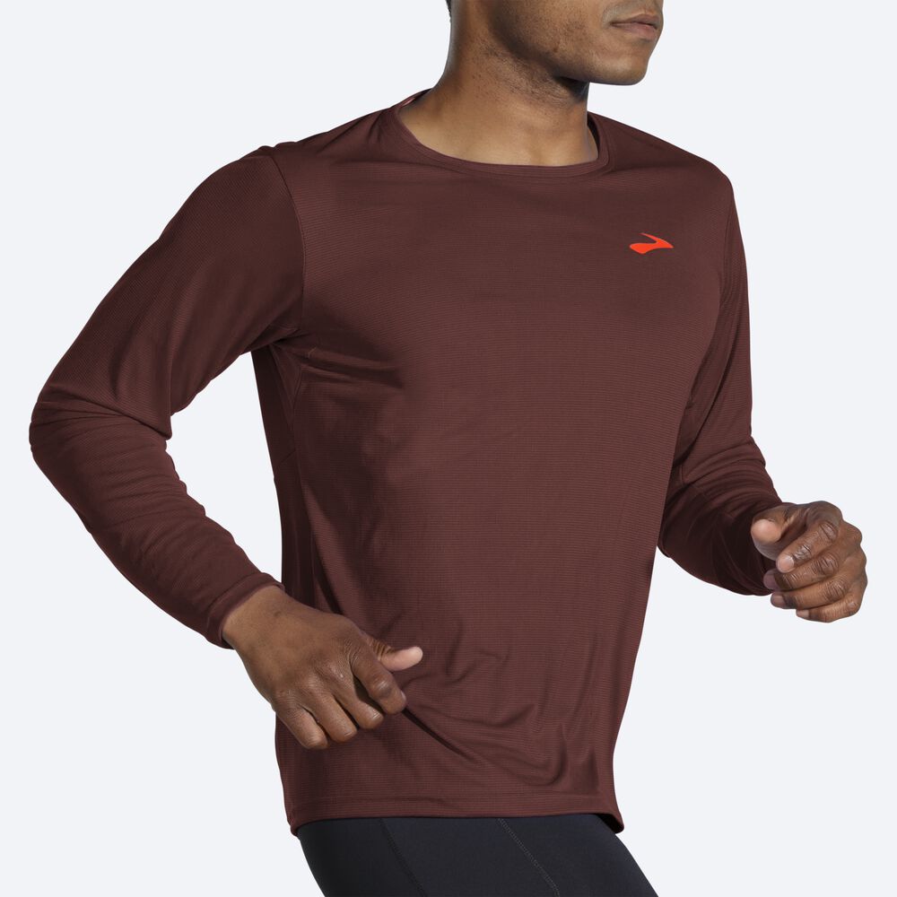 Men's Brooks Atmosphere Long Sleeve T-Shirts Chocolate | USA78356