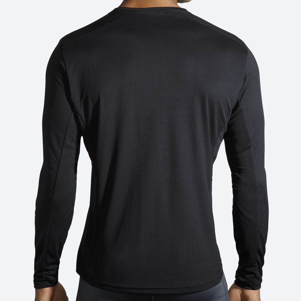 Men's Brooks Atmosphere Long Sleeve T-Shirts Black | USA84261