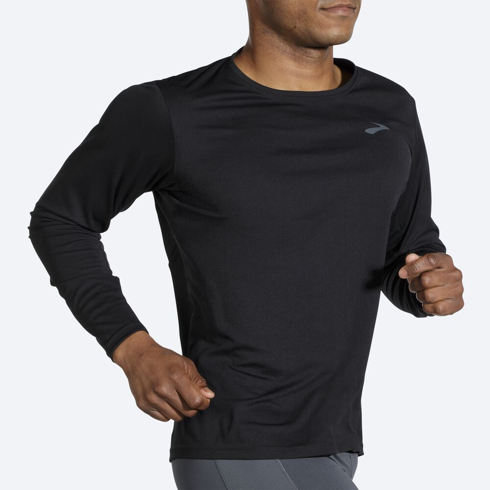 Men's Brooks Atmosphere Long Sleeve T-Shirts Black | USA84261