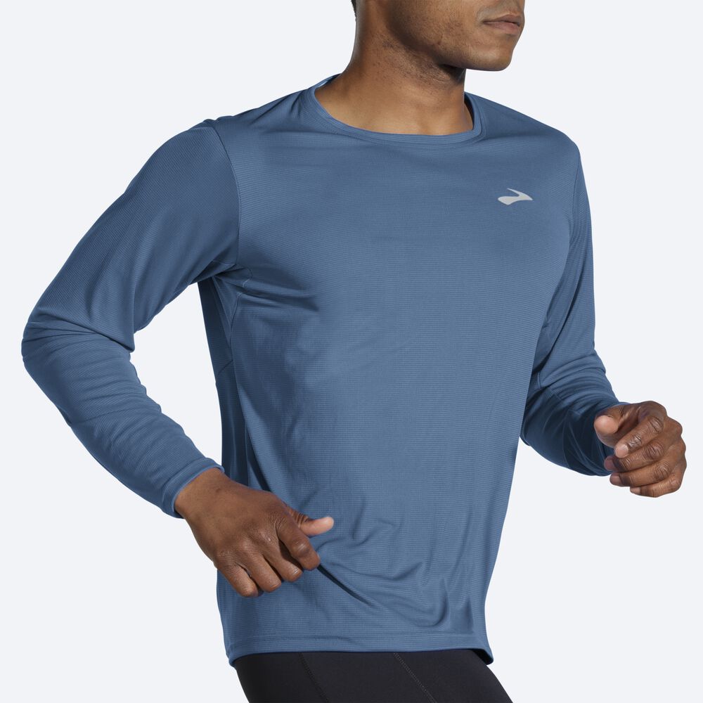 Men's Brooks Atmosphere Long Sleeve T-Shirts Blue | USA85973