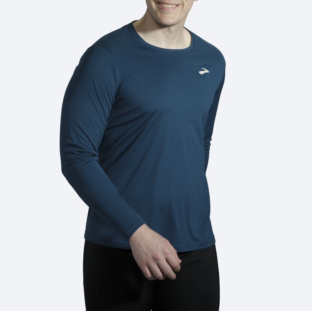 Men's Brooks Atmosphere Long Sleeve T-Shirts Indigo | USA95318